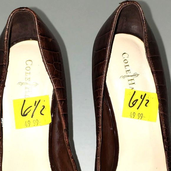 COLE HAAN AIR CROCO LEATHER PUMP 4 1/2" HEEL $346 FIRM - Picture 5 of 9